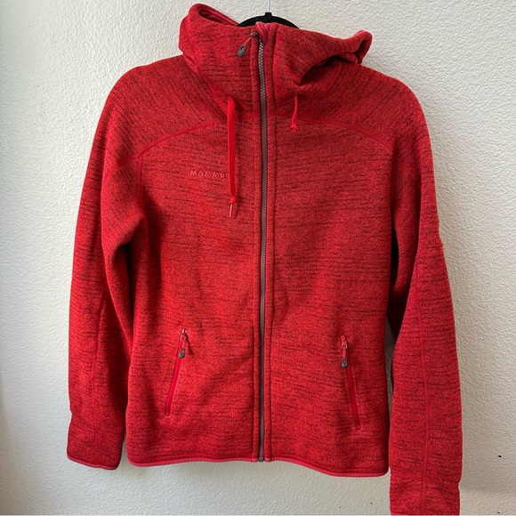 Mammut Tops - MAMMUT terry cloth zipper hoodie sweatshirt bright red womens M
